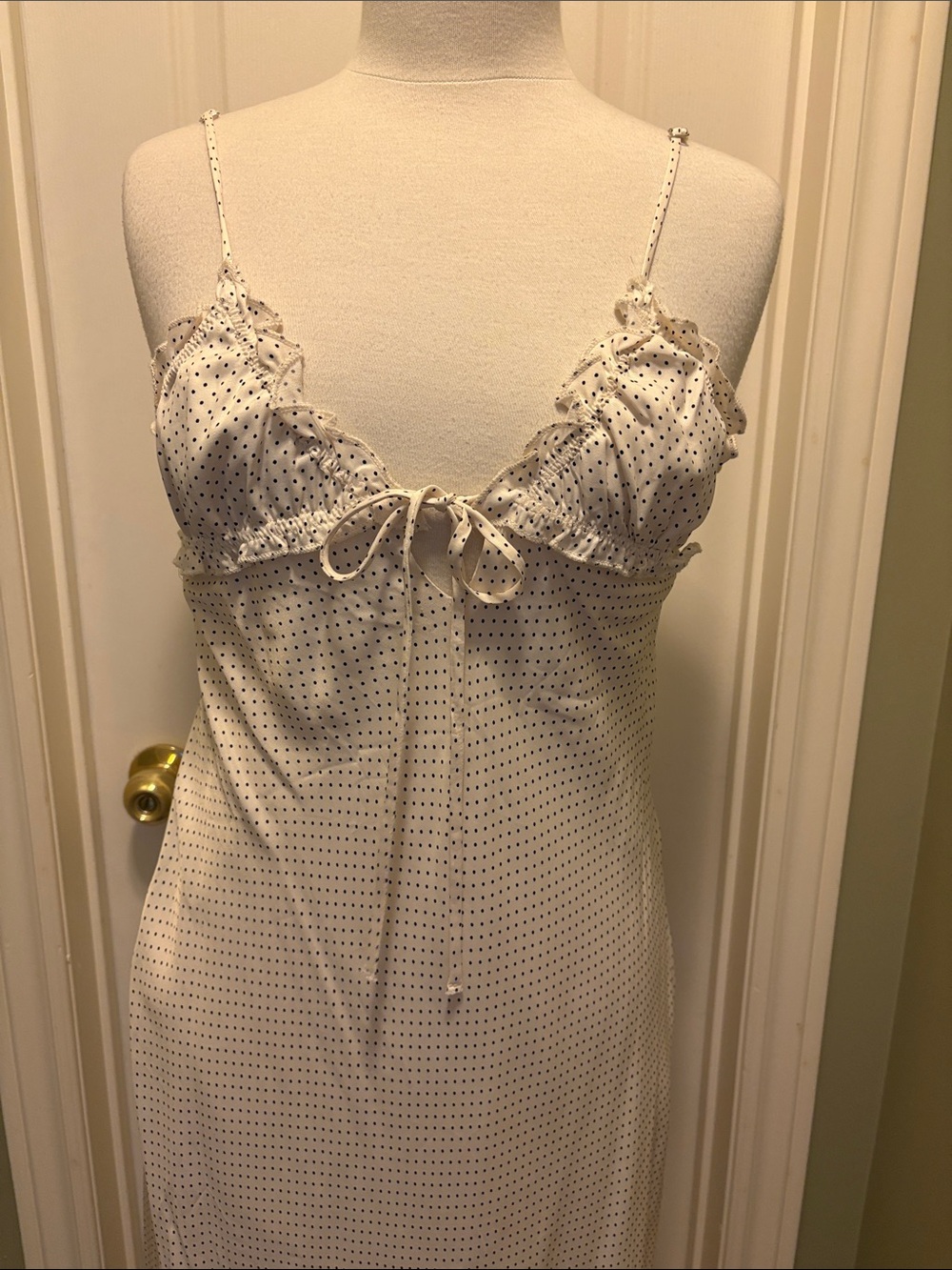 Zara Cream Polka-Dot Lace-Trim Backless Slip Dress - Picture 4 of 4